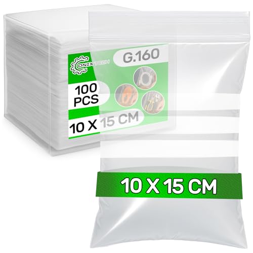100 Stück Druckverschlussbeutel Zip mit Etiketten 10 x 15 cm PE - Food Safe - Wiederverschließbare Beutel fur Süssigkeiten Plätzchen Schokolade - Dicke 0,04 mm G.160 - ONIX TECH 100 Stück Druckverschlussbeutel Zip mit Etiketten 10 x 15 cm PE - Food Safe - Wiederverschließbare Beutel fur Süssigkeiten Plätzchen Schokolade - Dicke 0,04 mm G.160 - ONIX TECH von ONIX TECH