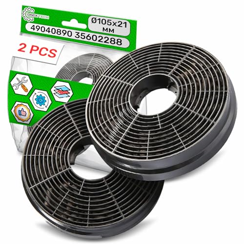 2 Stück Aktivkohlefilter für Dunstabzugshaube Typ CF 130 Ø105x21 mm mit Originalcode 49040117 49040890 35602288 MIZ0058 für Candy für Respekta - Garantie 5 Jahre - ONIX TECH 2 Stück Aktivkohlefilter für Dunstabzugshaube Typ CF 130 Ø105x21 mm mit Originalcode 49040117 49040890 35602288 MIZ0058 für Candy für Respekta - Garantie 5 Jahre - ONIX TECH von ONIX TECH