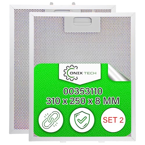 2 Stück Aluminium Metallfilter Dunstabzugshaube 310 x 250 x 8 mm mit dem Originalcode 00353110 353110 für Bosch für Siemens - Garantie 5 Jahre - ONIX TECH von ONIX TECH