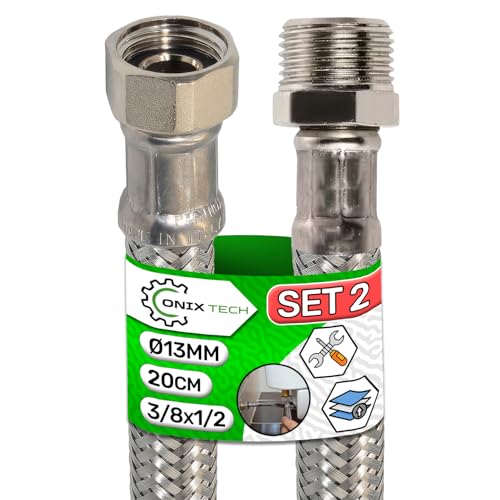 2 Stück Flexibles Wasseranschluss Schlauch Länge 20 cm Ø 13 mm Anschlussart Innengewinde-Außengewinde 3/8” x 1/2” - Garantie 5 Jahre - ONIX TECH 2 Stück Flexibles Wasseranschluss Schlauch Länge 20 cm Ø 13 mm Anschlussart Innengewinde-Außengewinde 3/8” x 1/2” - Garantie 5 Jahre - ONIX TECH von ONIX TECH