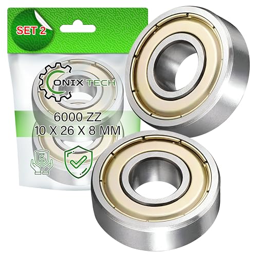 2 Stück Universal Kugellager 6000 ZZ 10 x 26 x 8 mm mit Originalcode 481252028101 90387226 aus Starkem Stahl - ONIX TECH 2 Stück Universal Kugellager 6000 ZZ 10 x 26 x 8 mm mit Originalcode 481252028101 90387226 aus Starkem Stahl - ONIX TECH von ONIX TECH