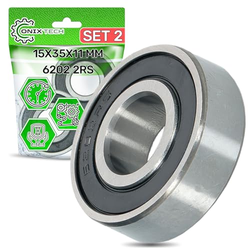 2 Stück Universal Kugellager 6202 2RS 15 x 35 x 11 mm aus Starkem Stahl - ONIX TECH von ONIX TECH