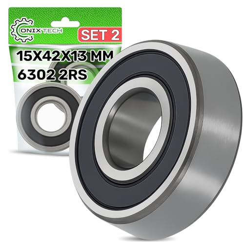 2 Stück Universal Kugellager 6302 2RS 15 x 42 x 13 mm aus Starkem Stahl - ONIX TECH von ONIX TECH