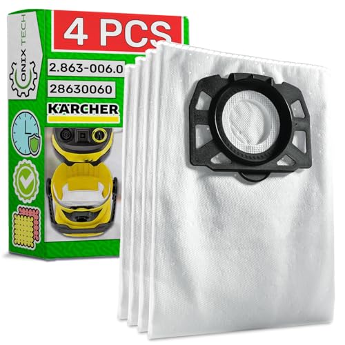 4 Stück Staubsaugerbeutel Mikrofasersäcke mit Originalcode 2.863-006.0 28630060 für Kärcher WD 4-6 KWD 4-6 MV 4-6 SE 5 SE 6 - ONIX TECH von ONIX TECH