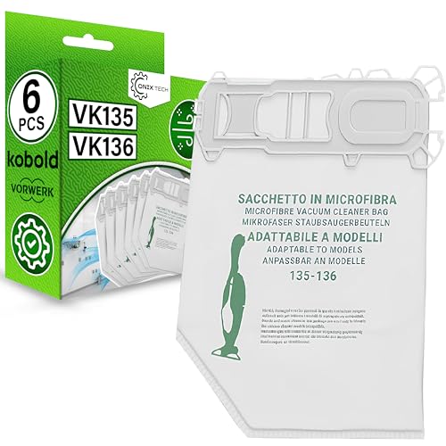 6 Stück Mikrofaser Staubsaugerbeutel für Vorwerk Kobold VK135 VK136 - Garantie 5 Jahre - ONIX TECH von ONIX TECH