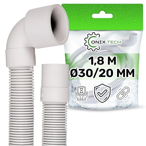 Ablaufschlauch Waschmaschine und Spülmaschine 1,8 m Ø 20/30 mm Gerade und Gewinkelt 90° - Garantie 5 Jahre - ONIX TECH von ONIX TECH