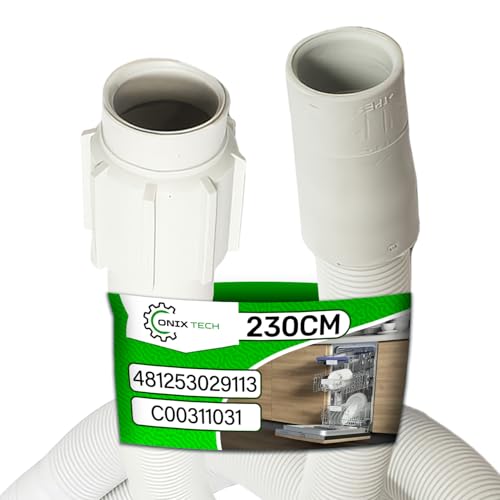 Ablaufschlauch Spülmaschine Universal 2,3 m Ø24/22 mm mit Original Code 481253029113 C00311031 für Whirlpool für Bauknecht - Garantie 5 Jahre - ONIX TECH von ONIX TECH