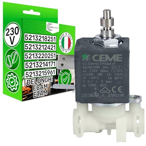 Magnetventil für Kaffeevollautomat 3-Wege mit Original Code 5213218251 5213212421 5213220251 5213214171 5213215961 für DeLonghi ECAM ETAM - MADE IN ITALY - Garantie 5 Jahre - ONIX TECH von ONIX TECH