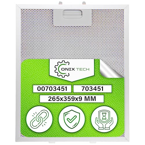 Fett Dunstabzugshaube Filter Aluminium 265x359x9 mm mit Originalcode 00703451 703451 10035302 für Bosch für Siemens für Balay - Garantie 5 Jahre - ONIX TECH von ONIX TECH