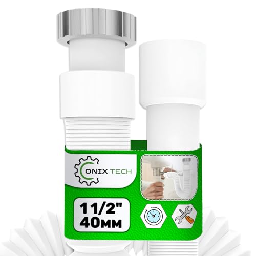Flexibler Siphon Größe 1 1/2" x 40 mm Komplett mit Messingmutter und O-Ring für Küchenspüle Waschbecken und Bidet - Garantie 5 Jahre - ONIX TECH von ONIX TECH