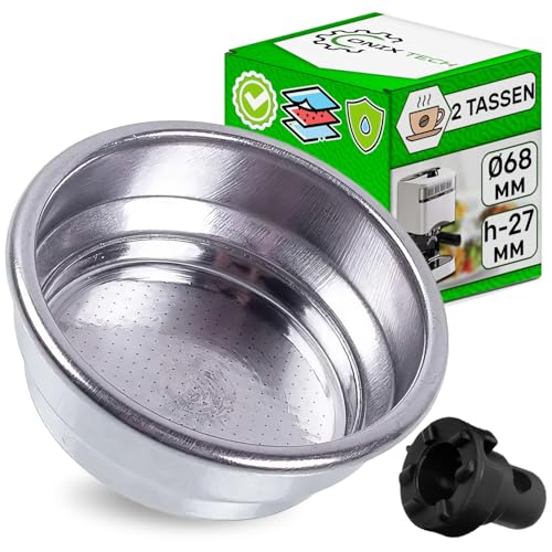 Kaffeefilter Edelstahl 2 Tasse für Gaggia mit Größe Ø 68 mm h 27 mm Kaffeesieb mit Stift Aufschäumen Creme ist geeignet Als Siebträger Zubehör - Garantie 5 Jahre - ONIX TECH von ONIX TECH