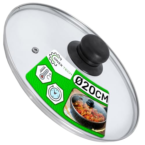 Universal Glasdeckel für Töpfe und Pfannen Ø 20 cm Rand aus Edelstahl - Topfdeckel oder Pfannendeckel - Garantie 5 Jahre - ONIX TECH von ONIX TECH