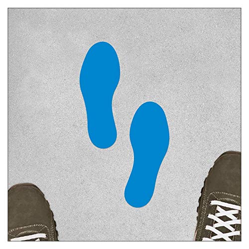 Selbstklebende Bodenmarkierung Fuß/Füße Paarweise Aufkleber Fußabdrücke Fußabdruck (180 x 70 mm / 1 Paar/Blau) von ONK