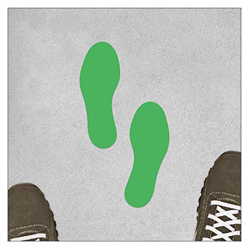 Selbstklebende Bodenmarkierung Fuß/Füße Paarweise Aufkleber Fußabdrücke Fußabdruck (180 x 70 mm / 1 Paar/Grün) von ONK