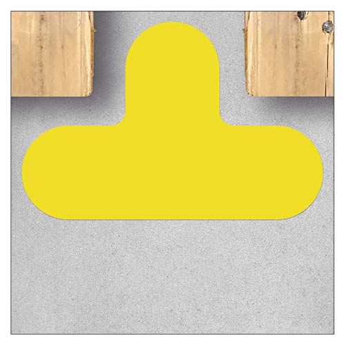 Selbstklebende Bodenmarkierung - T-Stück/T-Form - Formstücke für Arbeitsbereiche, Lagerflächen und Transportwege (290 x 190 mm/Schenkel 90 mm / 1 Stück/Gelb) von ONK