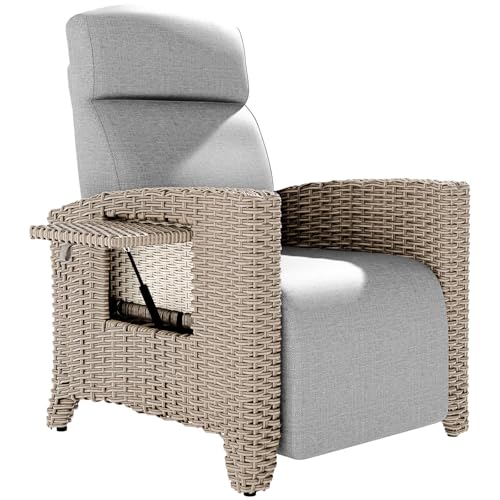 ONKBOITE Relaxliege Liegesessel, Ergonomische Relaxliege Rattansessel, Verstellbare Rückenlehne, mit Dickem Kissen, Geeignet für Drinnen, Balkon, Garten, Innenhof(Braune Rattankanten + Graues Kissen) ONKBOITE Relaxliege Liegesessel, Ergonomische Relaxliege Rattansessel, Verstellbare Rückenlehne, mit Dickem Kissen, Geeignet für Drinnen, Balkon, Garten, Innenhof(Braune Rattankanten + Graues Kissen) von ONKBOITE