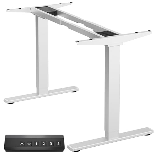 ONKRON höhenverstellbarer Schreibtisch Gestell mit 2 Motoren, elektrischer Tisch bis zu 100 kg, mit 3 Memory-Steuerung, elektrisches Tischgestell höhenverstellbar 73-120 сm Weiß CDF222E-W von ONKRON