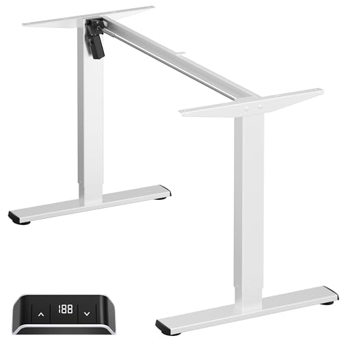 ONKRON höhenverstellbarer Schreibtisch Gestell mit Motor, elektrischer Tisch verstellbar für 120-170 cm Tischplatten, bis zu 70 kg, elektrisches Tischgestell höhenverstellbar Weiß WDF221E-W von ONKRON