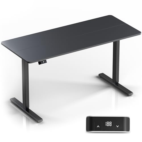 ONKRON höhenverstellbarer Schreibtisch mit Platte 140x60 cm, elektrischer Tisch bis zu 60 kg, Steh Sitz Schreibtisch elektrisch verstellbar mit Motor 25 mm/s Hubgeschwindigkeit Schwarz WDT221E-B von ONKRON