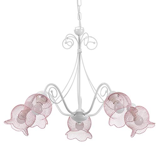 ONLI Kronleuchter Mia aus Metall Weiß und Rosa mit 5 Leuchten ONLI Kronleuchter Mia aus Metall Weiß und Rosa mit 5 Leuchten von ONLI
