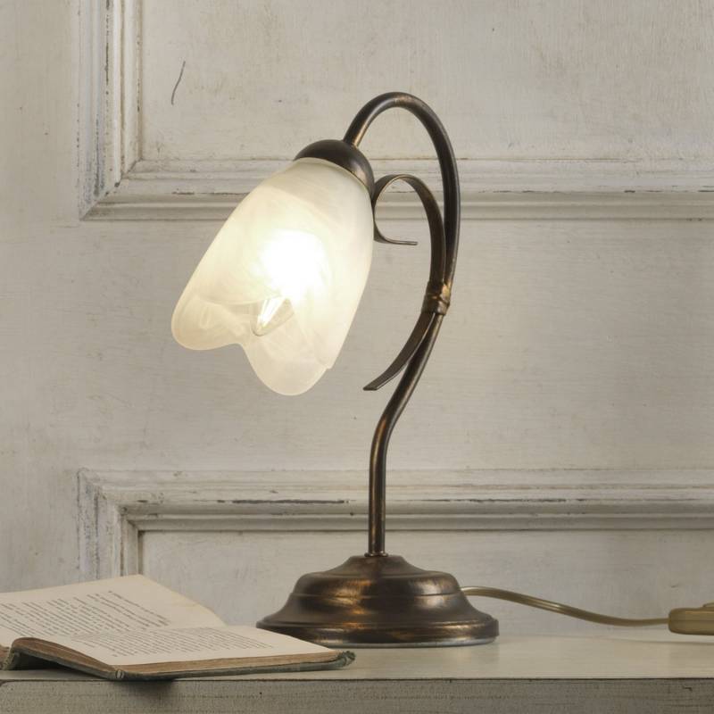 Onli Tischleuchte Lampe Odino Bronzefarben Metall Glas Einflammig E14 Schalter   B-Ware von ONLI
