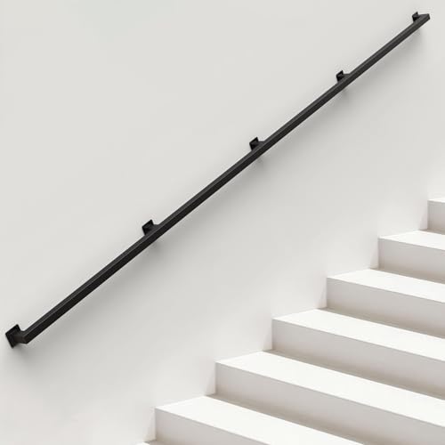 ONLT 400cm Schwarzer Treppenrohr-Handlauf,Wand-zu-Wand-Haltegriff für ältere Kinder, Schwarzer Schmiedeeisen-Handlauf,Antirutsch-Treppenhandlauf - für den Innen- und Außenbe von ONLT