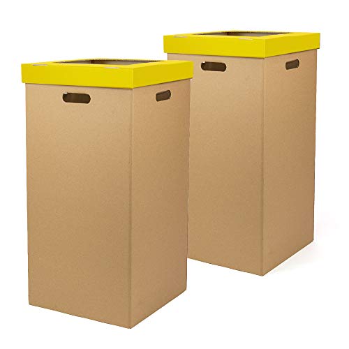 ONLY BOXES, 2 Stück Papierkorb mit Deckel, Gelb, Maße 37 x 36 x 70 cm (L x B x H) von ONLY BOXES