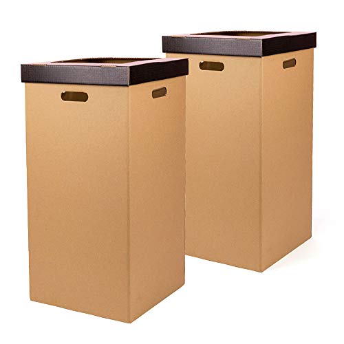 Only Boxes | Papierkorb aus Karton | Mülleimer mit Deckel | Farbe Schwarz | Maße 34,2 x 34,2 x 68 cm | 2er Pack von ONLY BOXES