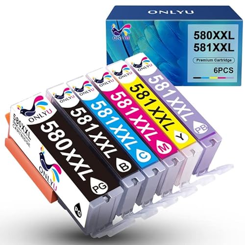 ONLYU PGI-580 XXL CLI-581 XXL Druckerpatronen Kompatibel für Canon für PIXMA TS8350 patronen für Canon TS8350 für PIXMA TS8350 TS8351 TS8150 TS8151 TS8251 TS8250 TS8252 TS9150 TS8152 TS8352 (6-Pack) von ONLYU