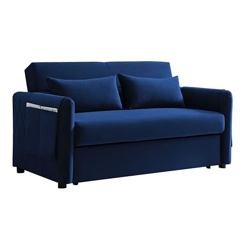 ONMYJFD 151,1 cm umwandelbares Schlafsofa aus Samt, Loveseat Sofa mit ausziehbarem Bett, Wohnzimmer, verstellbare Rückenlehne, von ONMYJFD