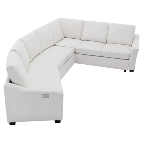 ONMYJFD 328,9 cm Schnittsofa, Komfort-Schlafsofa mit Ausziehbett, L-förmiges Couchbett mit Ladeanschluss für Wohnzimmer von ONMYJFD