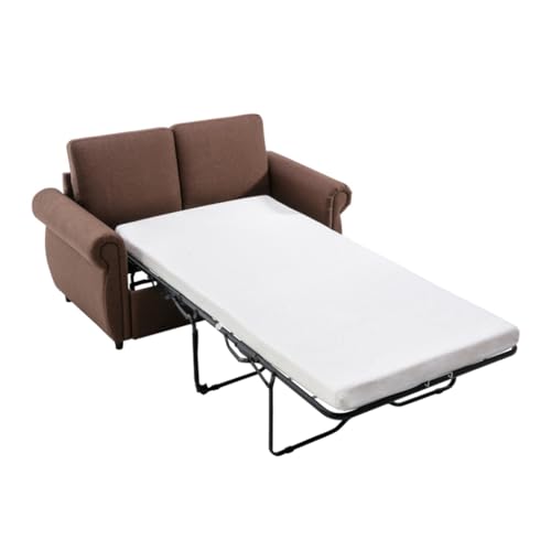 ONMYJFD Ausziehbares Schlafsofa mit Memory-Matratze in Doppelbettgröße für Wohnzimmer, 146,1 cm, Braun von ONMYJFD