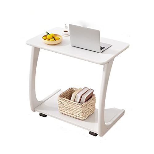 ONMYJFD Couchtisch aus Gummi, Massivholz, abnehmbarer C-förmiger Nachttisch, Wohnzimmer, mit Rollen, kleiner Couchtisch (einfarbig) von ONMYJFD