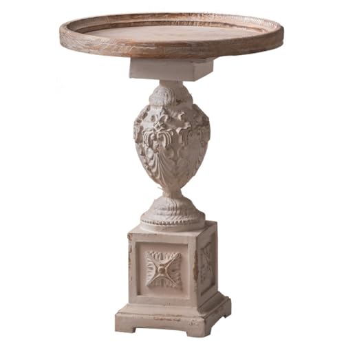 ONMYJFD Französischer geschnitzter Massivholz kleiner Couchtisch Hochzeitsdekoration Retro runder Tisch altes Sofa Beistelltisch von ONMYJFD