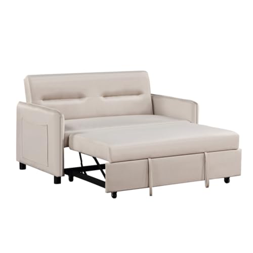 ONMYJFD Gepolstertes Schlafsofa, 2-Sitzer, einfach zu montieren, für Wohnzimmermöbel, 144,8 cm, Beige von ONMYJFD