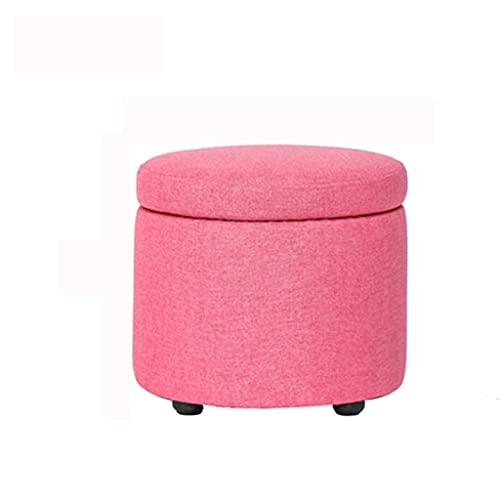 ONMYJFD Hocker, Ottomane mit Stauraum, kleiner Hocker, Fußhocker, Spielzeug, Gadget, Organisation, Massivholzbein, Baumwollstoff, Sofa, Beistelltisch (Rosarot) von ONMYJFD