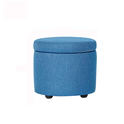 ONMYJFD Hocker, Ottomane mit Stauraum, kleiner Sitzhocker, Spielzeug-Gadget-Organisation, Massivholzbein, Baumwollstoff, Sofa, Beistelltisch (blau) von ONMYJFD