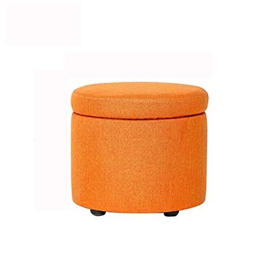 ONMYJFD Hocker, Ottomane mit Stauraum, kleiner Sitzhocker, Spielzeug-Gadget-Organisation, Massivholzbein, Baumwollstoff, Sofa, Beistelltisch (orange) von ONMYJFD
