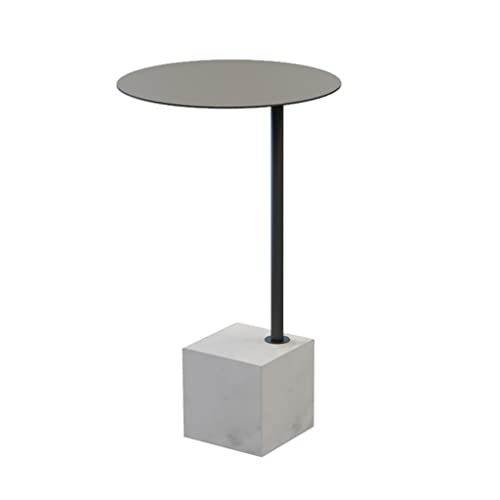 ONMYJFD Kleiner Couchtisch aus Marmor, Wohnzimmer, Sofa, Seitenecken, schlicht, kreativ, Schmiedeeisen, goldfarben, kleiner runder Tisch (C) von ONMYJFD