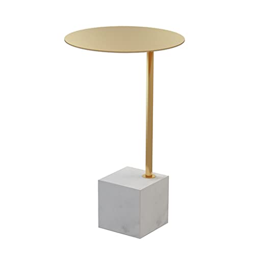 ONMYJFD Kleiner Couchtisch aus Marmor, Wohnzimmer, Sofa, Seitenecken, schlicht, kreativ, Schmiedeeisen, goldfarben, kleiner runder Tisch (schwarz) von ONMYJFD