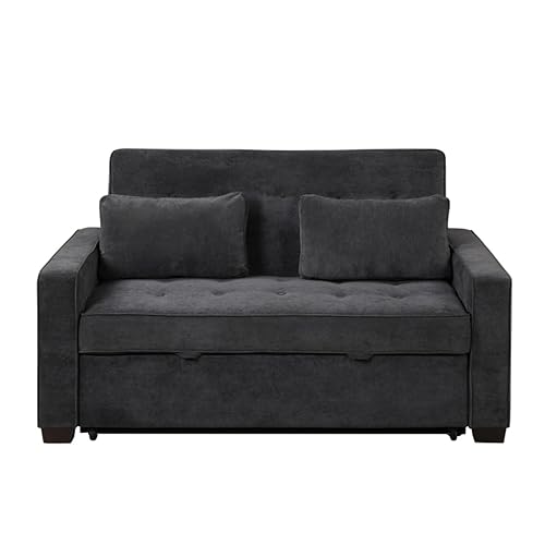 ONMYJFD LiLinen Gepolstertes Schlafsofa, ausziehbares Schlafsofa, Couch befestigt, Ladeanschluss und verstellbare Rückenlehnen von ONMYJFD