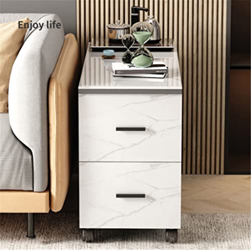 ONMYJFD Rock Slab Sofa-Beistelltisch, Beistellschrank, kleiner Couchtisch, Wohnzimmer, Aufbewahrungsschrank, Schlafzimmertisch (weiß + schwarz) von ONMYJFD