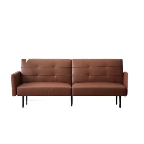 ONMYJFD Schlafsofa mit knopflosen Tufting und abnehmbaren Armlehnen, braunes Kunstleder von ONMYJFD