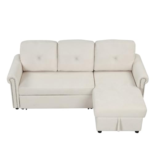 ONMYJFD Sleeper Schlafsofa, umwandelbar, Sektionalcouch, 3-Sitzer, L-Form, Eckcouch mit Stauraum von ONMYJFD