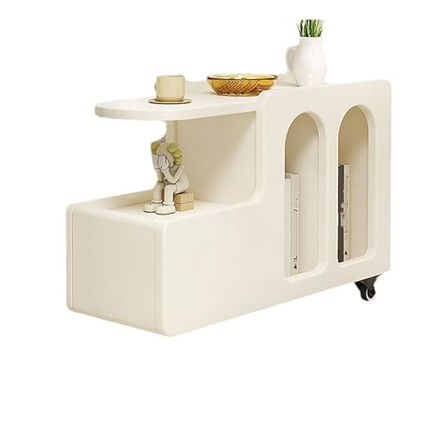 ONMYJFD Sofa-Seite, nordischer kleiner Wagen, cremefarbener Wind-Teetisch, beweglicher Wohnzimmer-Rollschrank von ONMYJFD