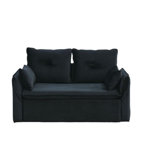 ONMYJFD Umwandelbares Schlafsofa mit 2 abnehmbaren Armtaschen, Samt-Zweisitzer, verstellbares Sofa mit ausziehbarem Bett und Bettkopf, 144 cm von ONMYJFD