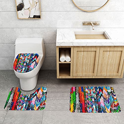 ONNEXO Origami-Badteppich-Set für Badezimmer, waschbarer Bezug, Bodenteppich, Dekorationen für Küche, Badezimmer, Schlafzimmer, mehrfarbig, 3-teilig von ONNEXO