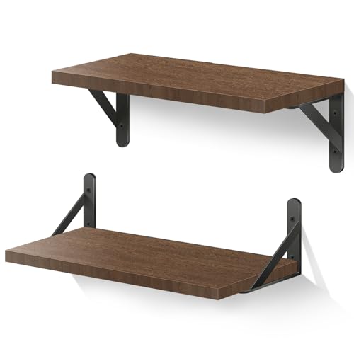 Schweberegal, 40 cm, Wandregal, robuste Holzregale mit Regalhalterungen für Schlafzimmer, Wohnzimmer, Badezimmer, Küche, Aufbewahrung und Organisation, 2 Stück von ONNIJUN