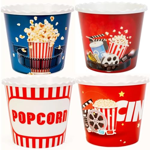 ONONEXPRESS Wiederverwendbare Kunststoff-Popcorn-Box/Popcorn-Behälter/Popcorn-Schüssel-Set für Kinoabende – BPA-frei – 4 oder 6 oder 8 Stück – 2,1 l (Popcorn-Mix L) von ONONEXPRESS