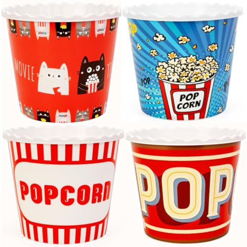 ONONEXPRESS Wiederverwendbare Popcornbox/Popcorn-Behälter/Popcorn-Schüssel-Set im modernen Stil für Kinoabende – BPA-frei – 4 oder 6 oder 8 Stück – 2,2 l (Popcorn-Mix K) von ONONEXPRESS